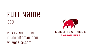 Red Angry Bison Business Card Image Preview