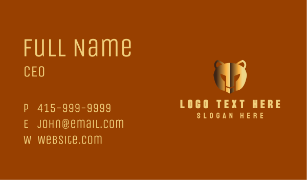 Golden Bear Helmet Business Card Design Image Preview