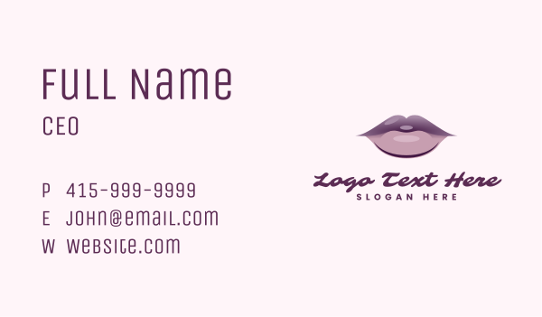 Aesthetic Purple Lips Business Card Design Image Preview