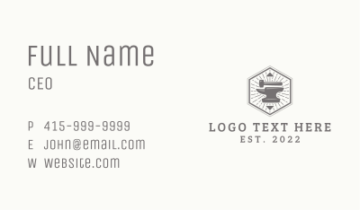 Hipster Hammer Anvil Business Card Image Preview