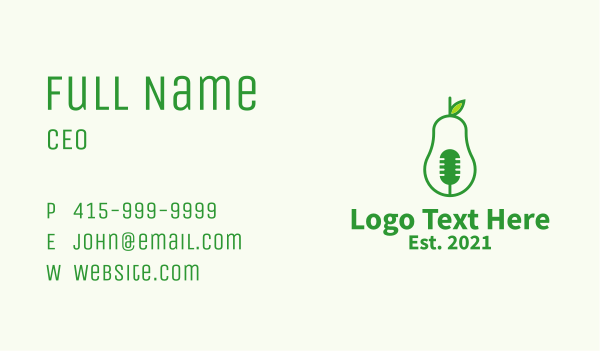 Green Mic Avocado  Business Card Design Image Preview