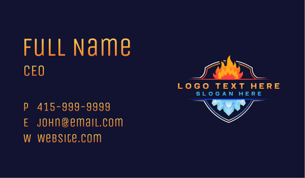 Flame Ice HVAC Business Card Design Image Preview