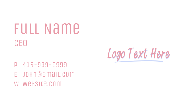 Pink Feminine Wordmark  Business Card Design Image Preview