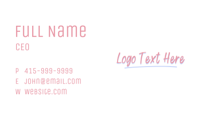 Pink Feminine Wordmark  Business Card Image Preview