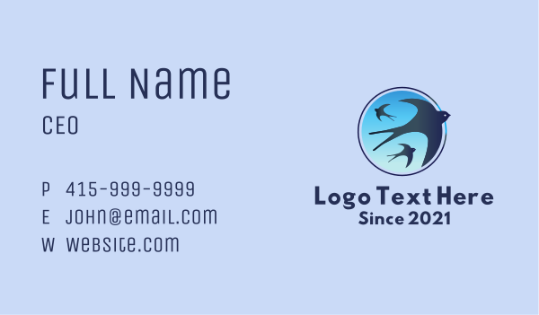 Blue Flying Birds  Business Card Design Image Preview