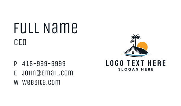 Tropical Beach Home Business Card Design Image Preview