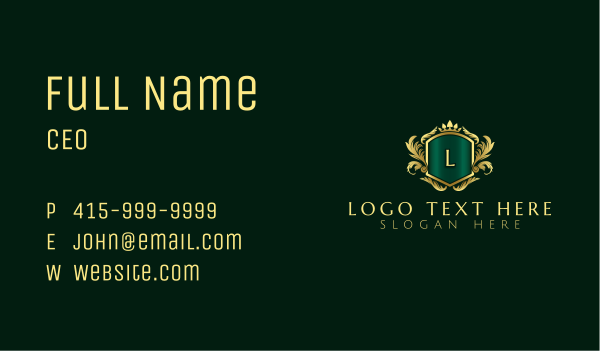 Deluxe Crown Crest Business Card Design Image Preview