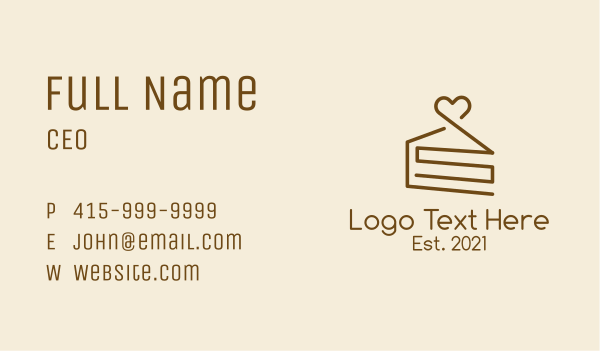 Lovely Chocolate Cake Slice Business Card Design Image Preview