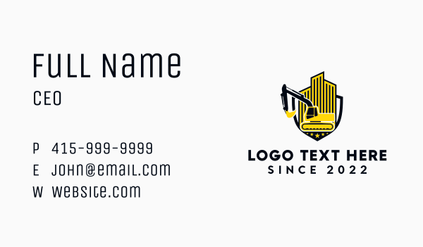 Excavator Construction Equipment Business Card Design Image Preview