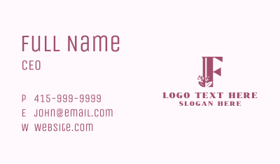 Floral Spa Letter F Business Card Image Preview