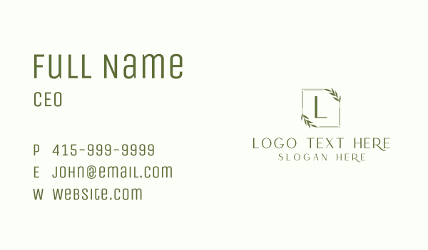 Aesthetic Leaves Letter Business Card Design Image Preview