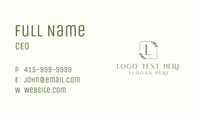 Aesthetic Leaves Letter Business Card Image Preview