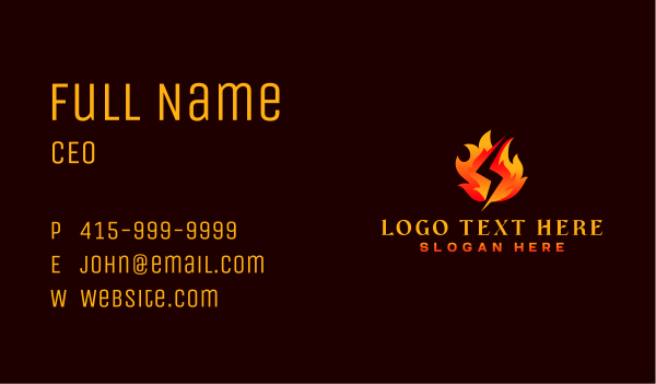 Fire Lightning Energy Business Card Design Image Preview