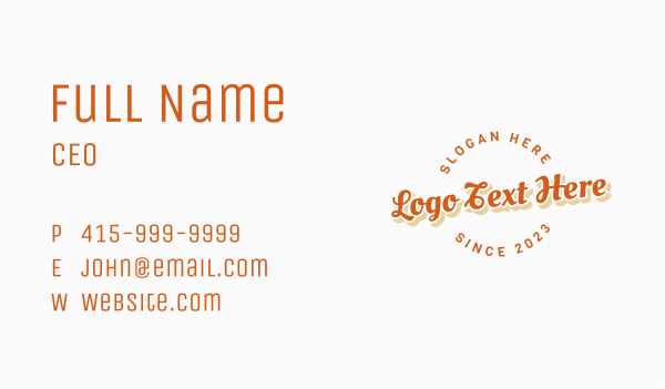 Retro Script Wordmark Business Card Design Image Preview