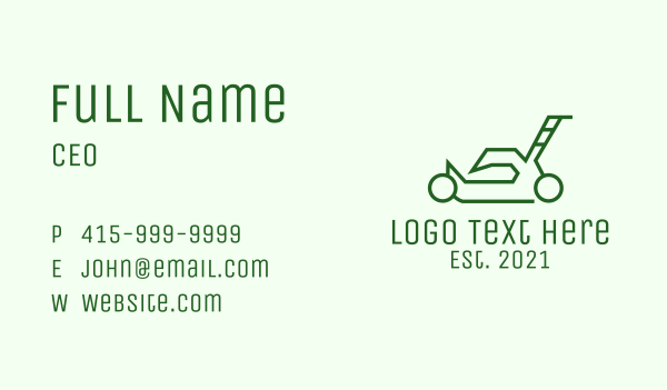 Green Outline  Lawn Mower Business Card Design Image Preview