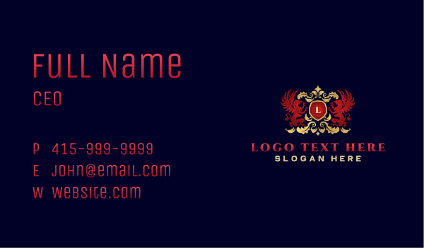 Royal Griffin Shield Business Card Design Image Preview