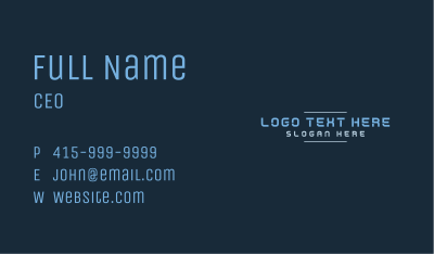 Blue Stencil Wordmark Business Card Image Preview