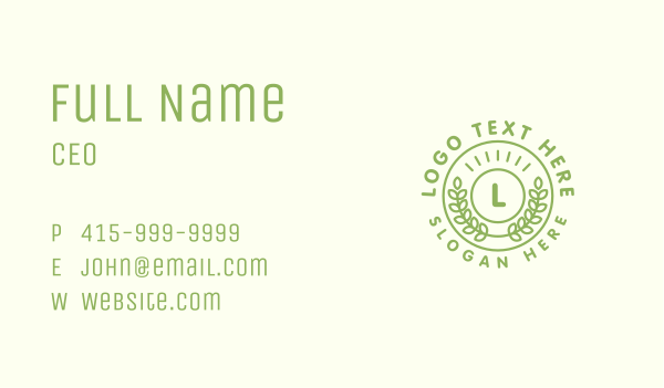 Green Laurel Letter Badge Business Card Design Image Preview