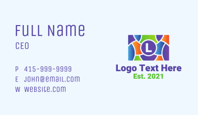 Multicolor Camera Lettermark  Business Card Image Preview
