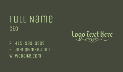Elegant Green Script Wordmark Business Card Image Preview