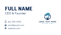 Blue Cleaning Mop Business Card Design