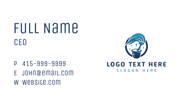 Blue Cleaning Mop Business Card Design Image Preview