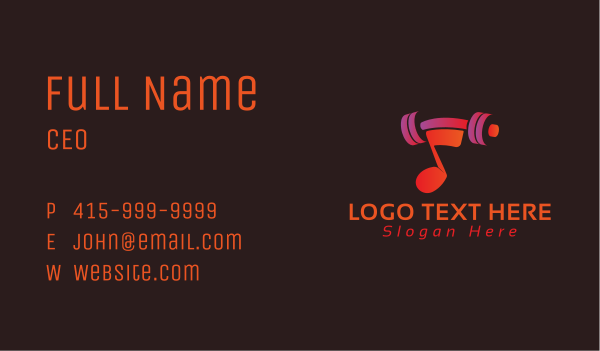 Gradient Barbell Musical Note Business Card Design Image Preview