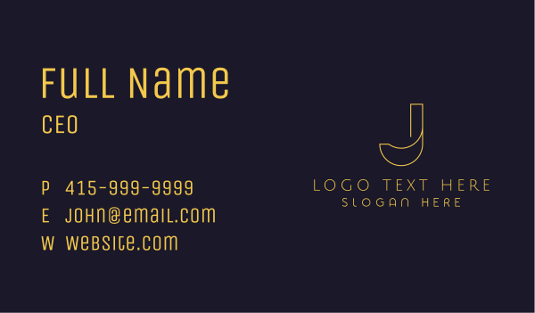 Golden Boutique Letter J Business Card Design Image Preview