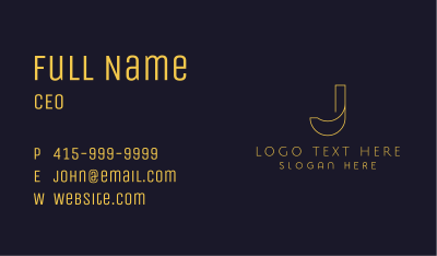 Golden Boutique Letter J Business Card Image Preview