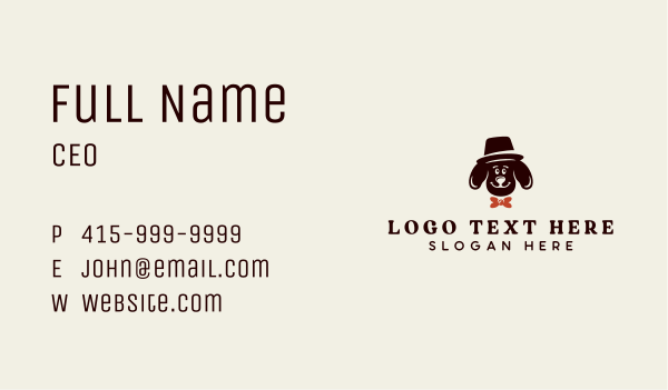 Hat Bowtie Dog Business Card Design Image Preview