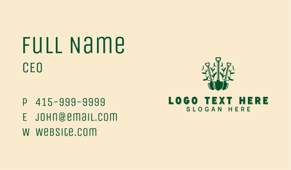 Landscaping Shovel Plant Business Card Design Image Preview