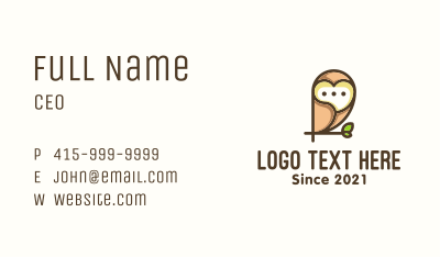 Owl Messaging App Business Card