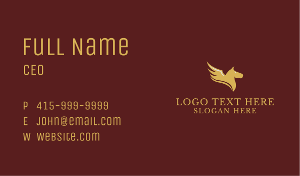 Luxury Pegasus Wings  Business Card Design Image Preview