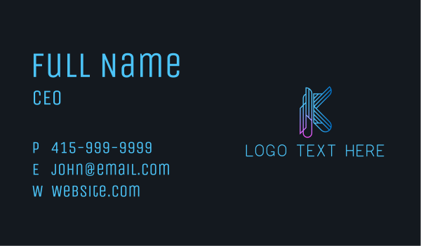 Futuristic Letter K Software  Business Card Design Image Preview