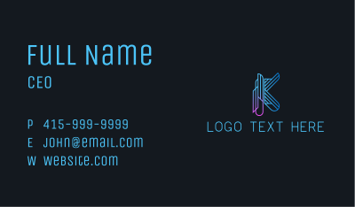 Futuristic Letter K Software  Business Card Image Preview