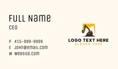 Construction Excavator Machinery  Business Card Image Preview