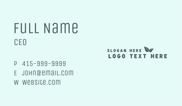 Natural Leaf Wordmark Business Card Design Image Preview