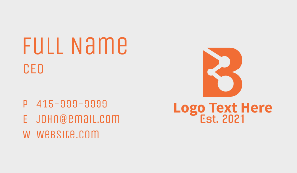 Digital Letter B Business Card Design