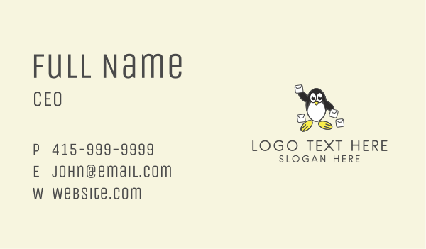 Cute Penguin Mail Business Card Design Image Preview