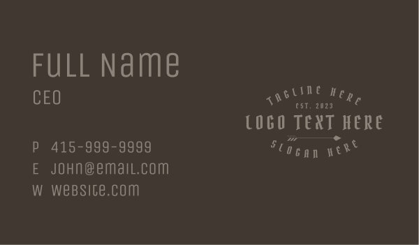 Minimalist Gothic Wordmark Business Card Design Image Preview