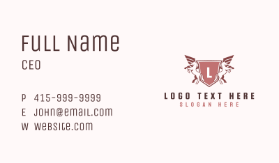 Horse Wings Shield Lettermark Business Card Image Preview