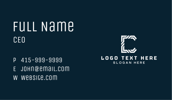 White Tech Letter C Business Card Design Image Preview