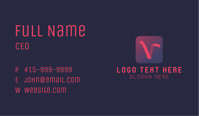 Gradient Ribbon Letter V Business Card Image Preview