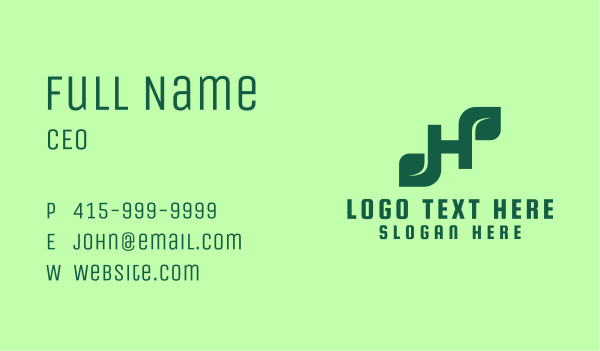 Green Environmental Letter H Business Card Design Image Preview