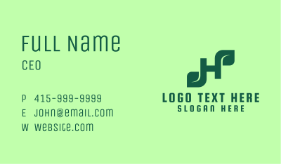 Green Environmental Letter H Business Card Image Preview