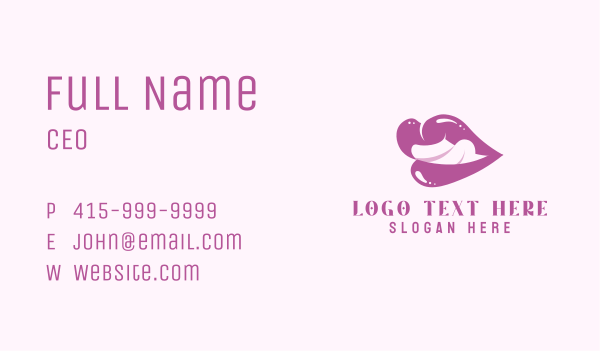 Purple Sexy Lips Business Card Design Image Preview