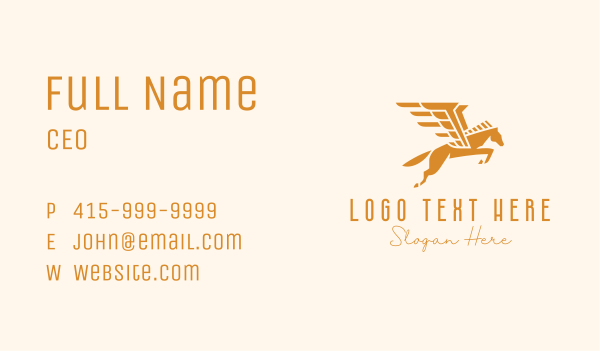 Golden Winged Horse Business Card Design Image Preview