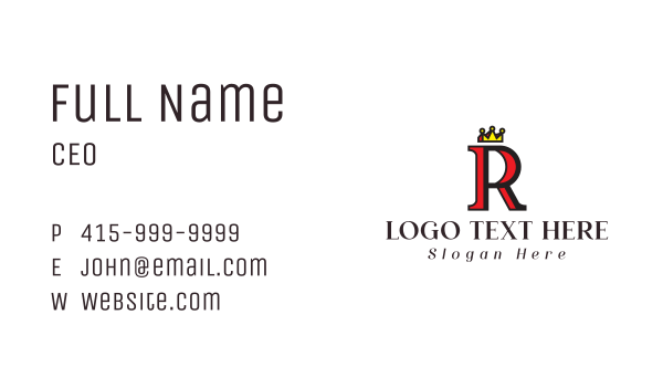 Regal Crown Letter R Business Card Design Image Preview