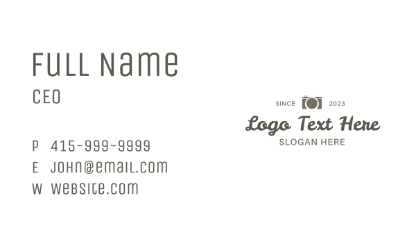 Minimalist Camera Wordmark Business Card Design Image Preview