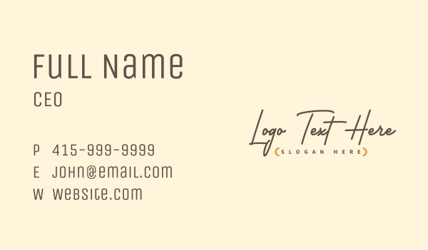 Classic Signature Wordmark Business Card Design Image Preview